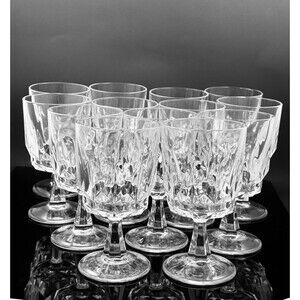 Vintage Arcoroc France Wine Goblets Set of 13 – Arctic Pattern – Clear Tempered